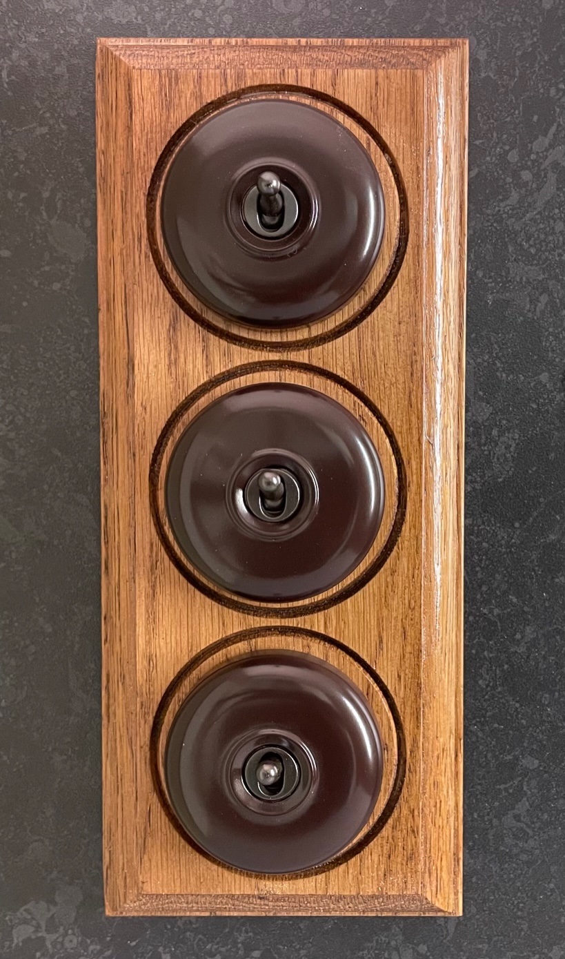 SF302- Three gang 2 way Brown Dolly light switch